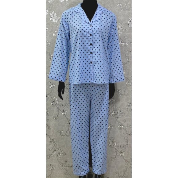 SoieRose 100% Cotton Blue Polka Dot Pajama Set – Classic Lounge Suit - SR-1211 - Picture 1 of 7
